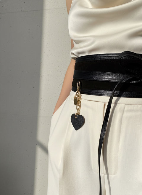 Cinturón OBI de Lujo en Cuero y Gamuza - Aplique personalizado