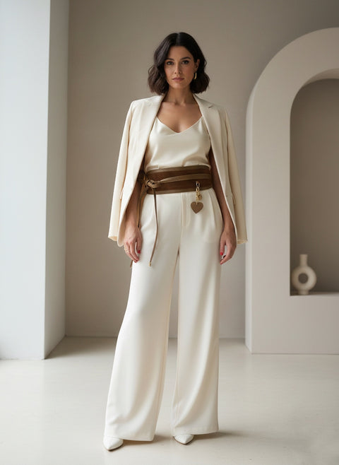 Cinturón OBI de Lujo en Cuero y Gamuza - Aplique personalizado