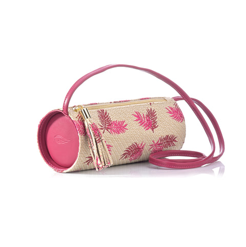 Cartera Bombola Hojas tonos fucsia